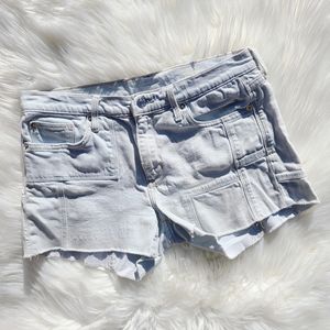 GAP Light Blue Patchwork Cutoff Jean Shorts